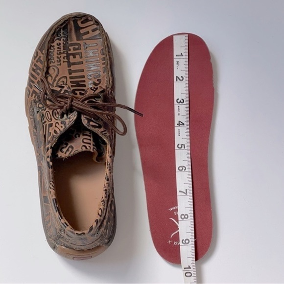 Twisted X Leather Boat Mocasines Brown Lace Up Size 5 Youth Fit Like Adult 8.5 - Picture 11 of 13
